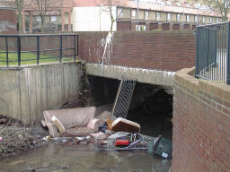 Shopping trolleys in the river